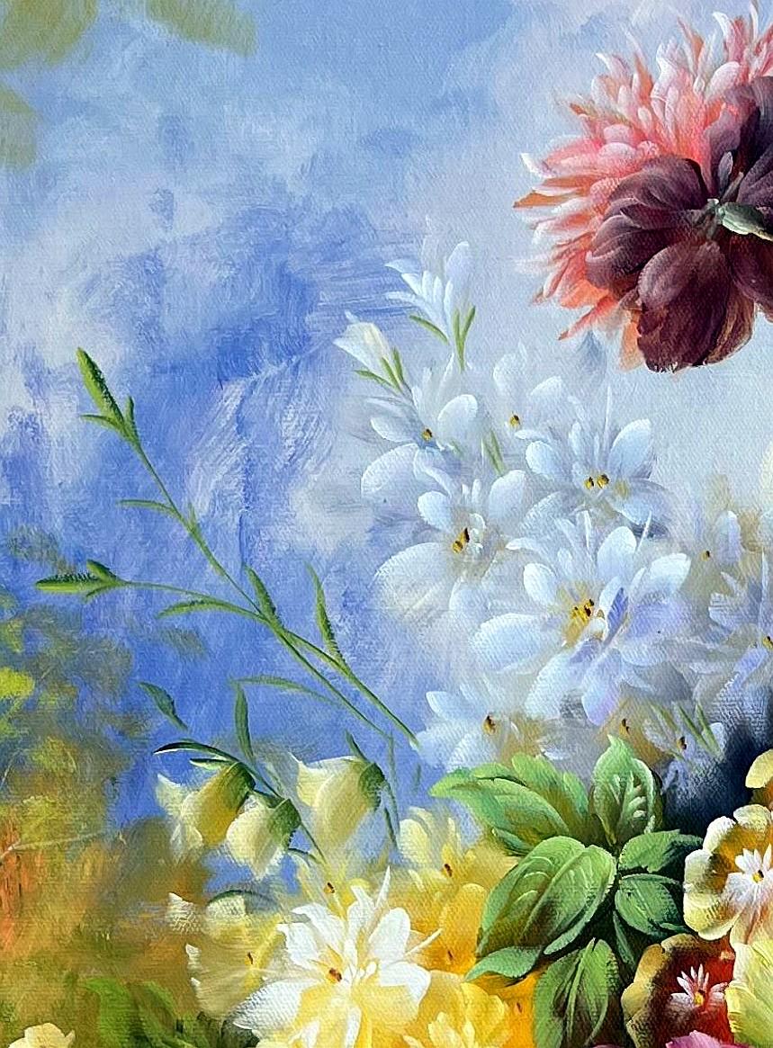 Baroque Floral Still Life with Peonies - detail