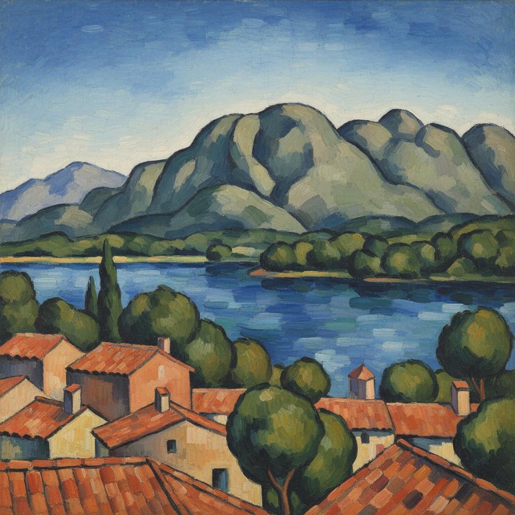 Monolithic Serenity: A Study In Ochre And Azure — Marc Duvallier