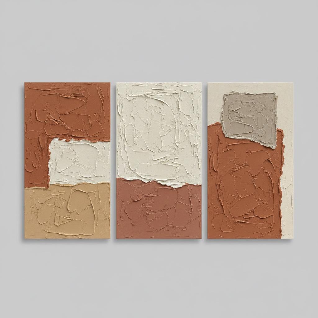 Earthen Echoes In Triptych: A Sculptural Study Of Terracotta And Timeless Texture — Laurent Roche