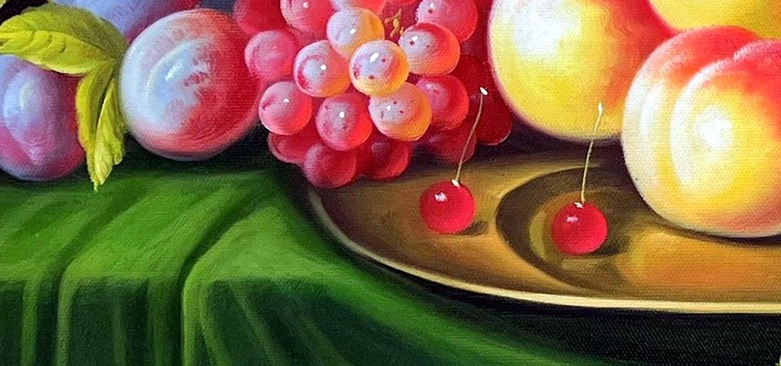 Classical Fruit Still Life with Golden Chalice - detail