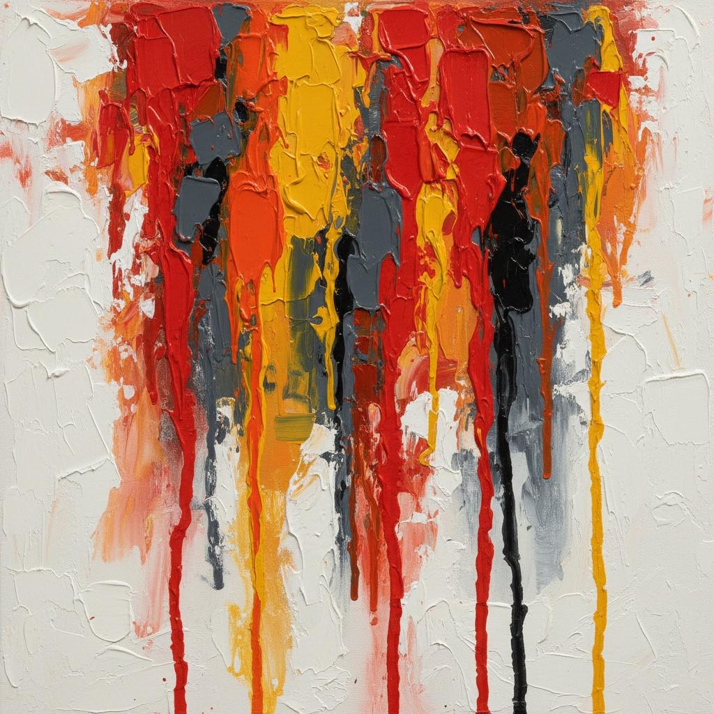 Crimson Descent: A Monumental Study Of Visceral Gravity And Impasto Motion — Christian Noiret