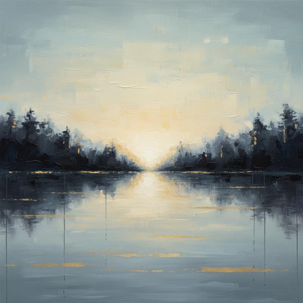 Ethereal Horizon: A Singular Study Of Silhouetted Pines And Luminous Mist — Christian Noiret