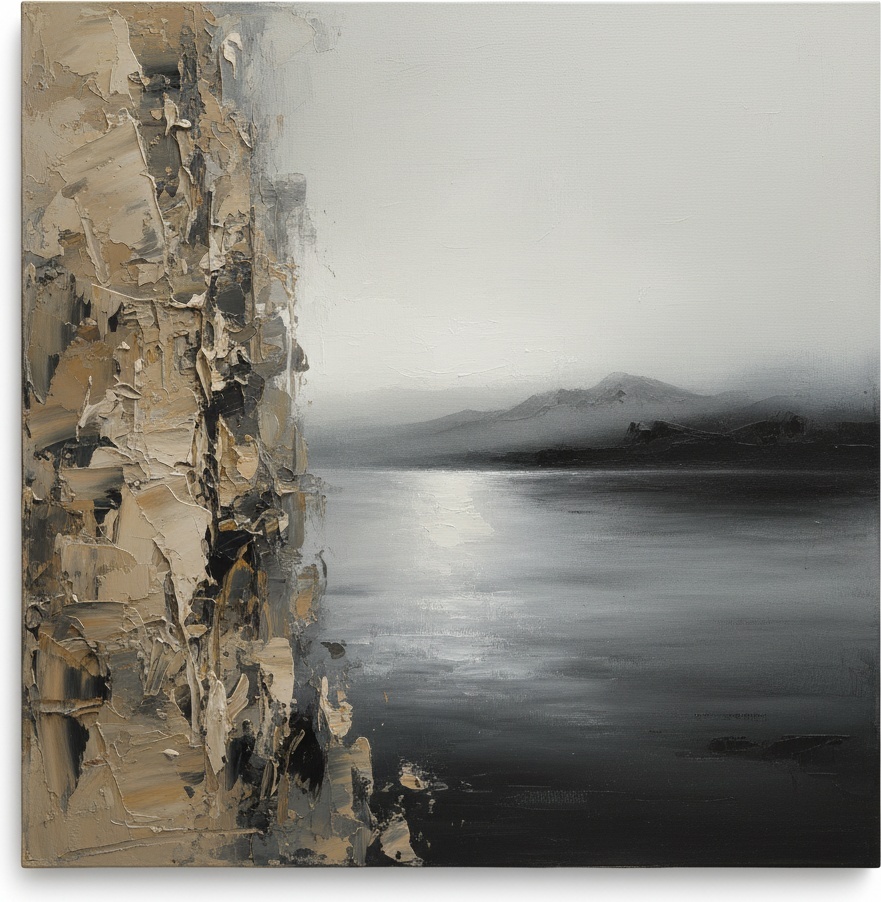 Monolithic Shadows Over An Ethereal Sea In A Singular Moment Of Melancholy — David Moreau