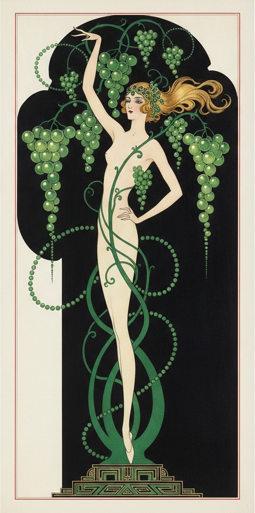 Emerald Vines Enveloping A Pale Figure In Black — Valentin Laurent De Courcey