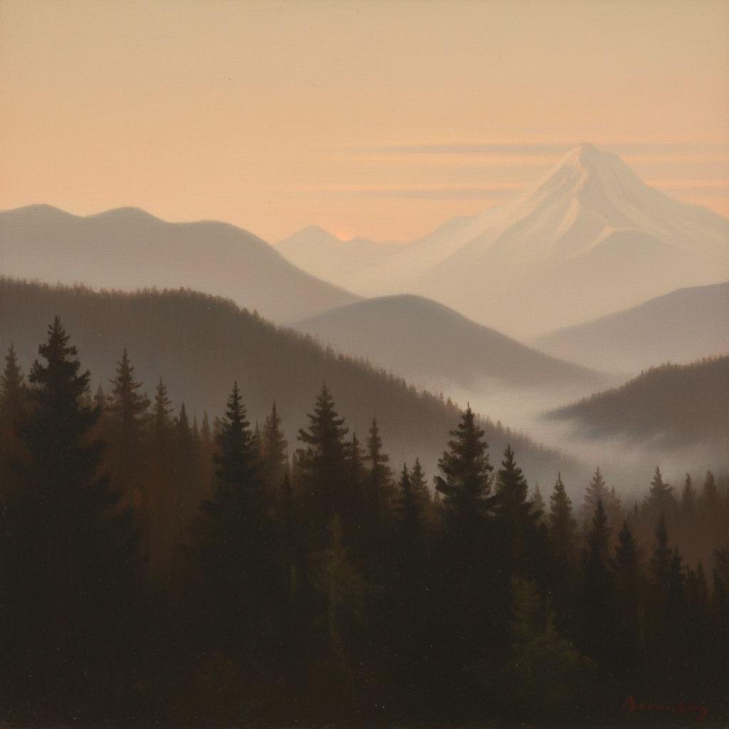 Ethereal Solitude: The Golden Haze Of Eternal Peaks — Jacques Villedieu