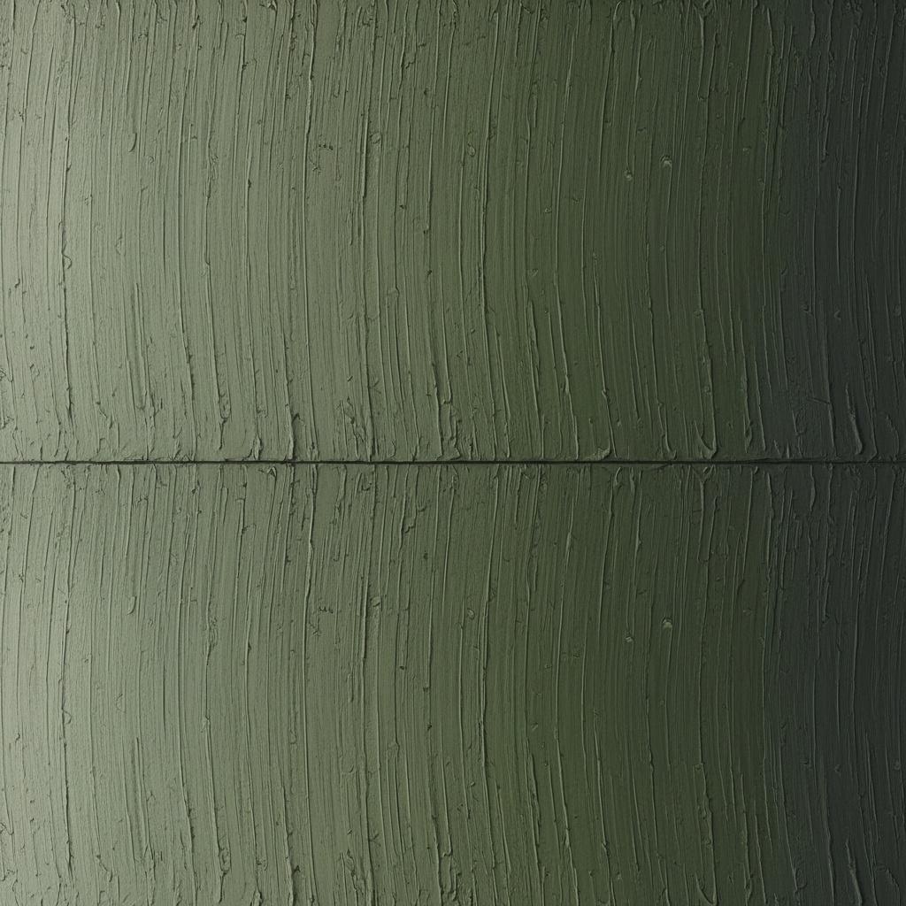Monolithic Moss: A Meditative Study In Layered Olive Impasto And Shadowed Verticals — Laurent Roche