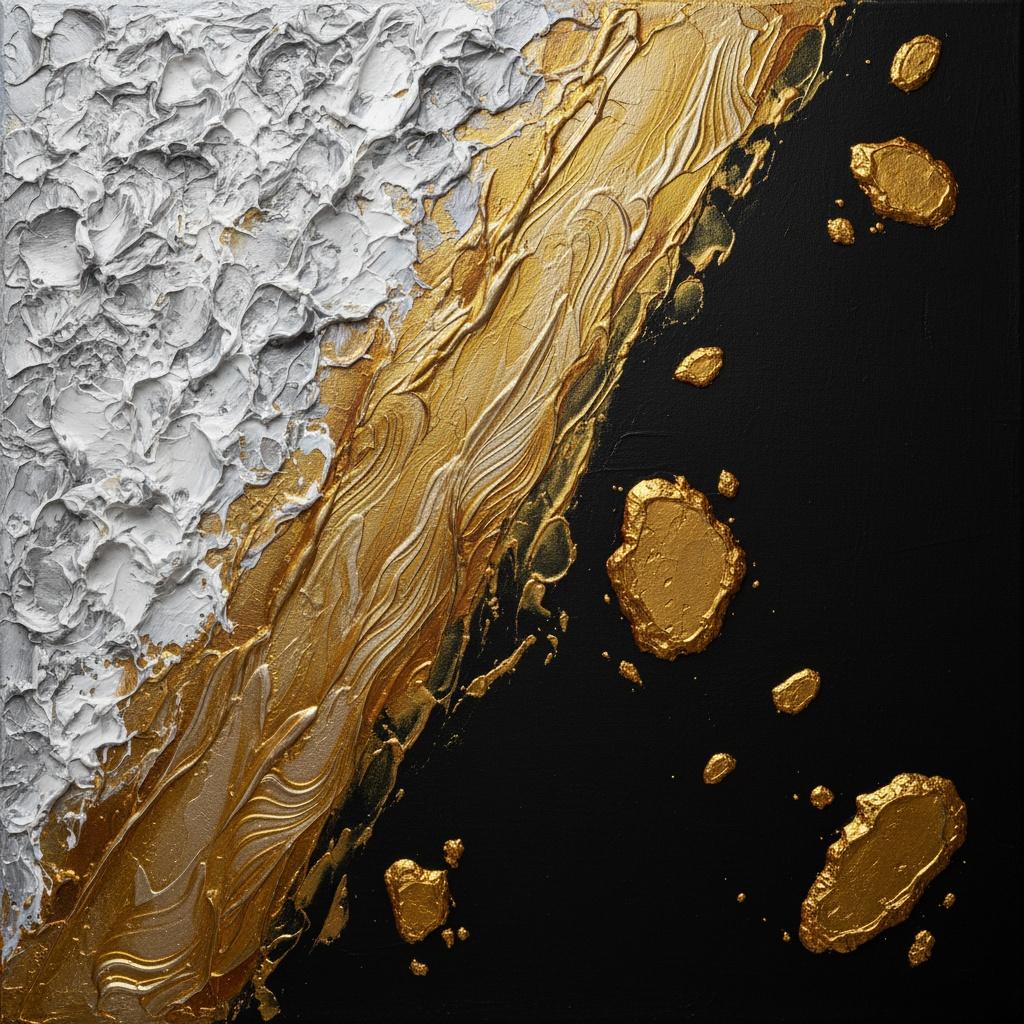 Celestial Fracture: A Monumental Study Of Gilded Flow And Obsidian Void — David Moreau
