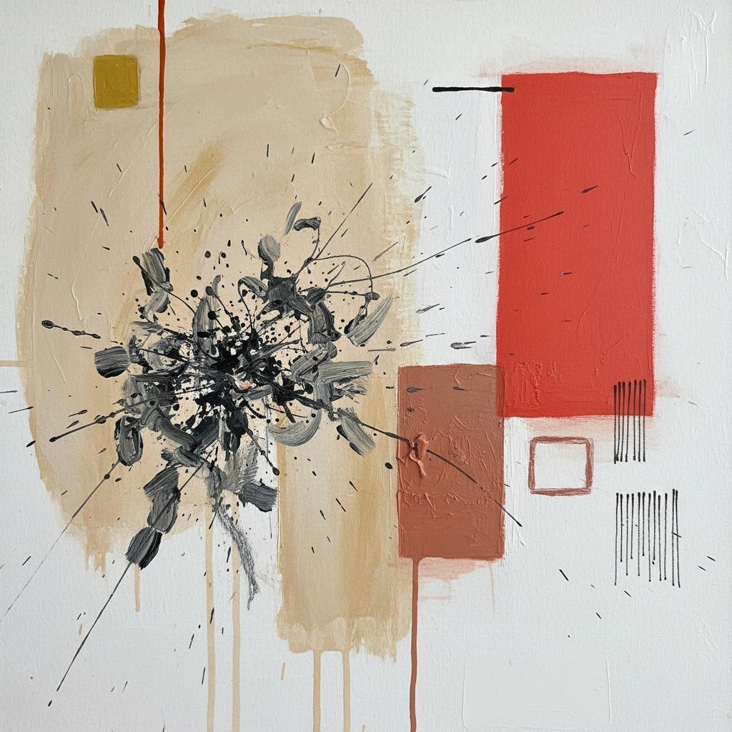 Ephemeral Geometry: A Dialogue Between Impasto Chaos And Structured Earth Tones. — Christian Noiret
