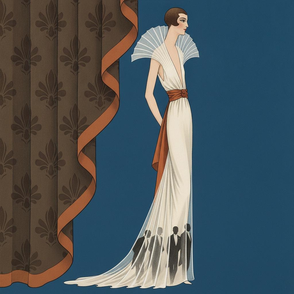 Architectural White Pleats And Silhouetted Figures In Blue — Valentin Laurent De Courcey