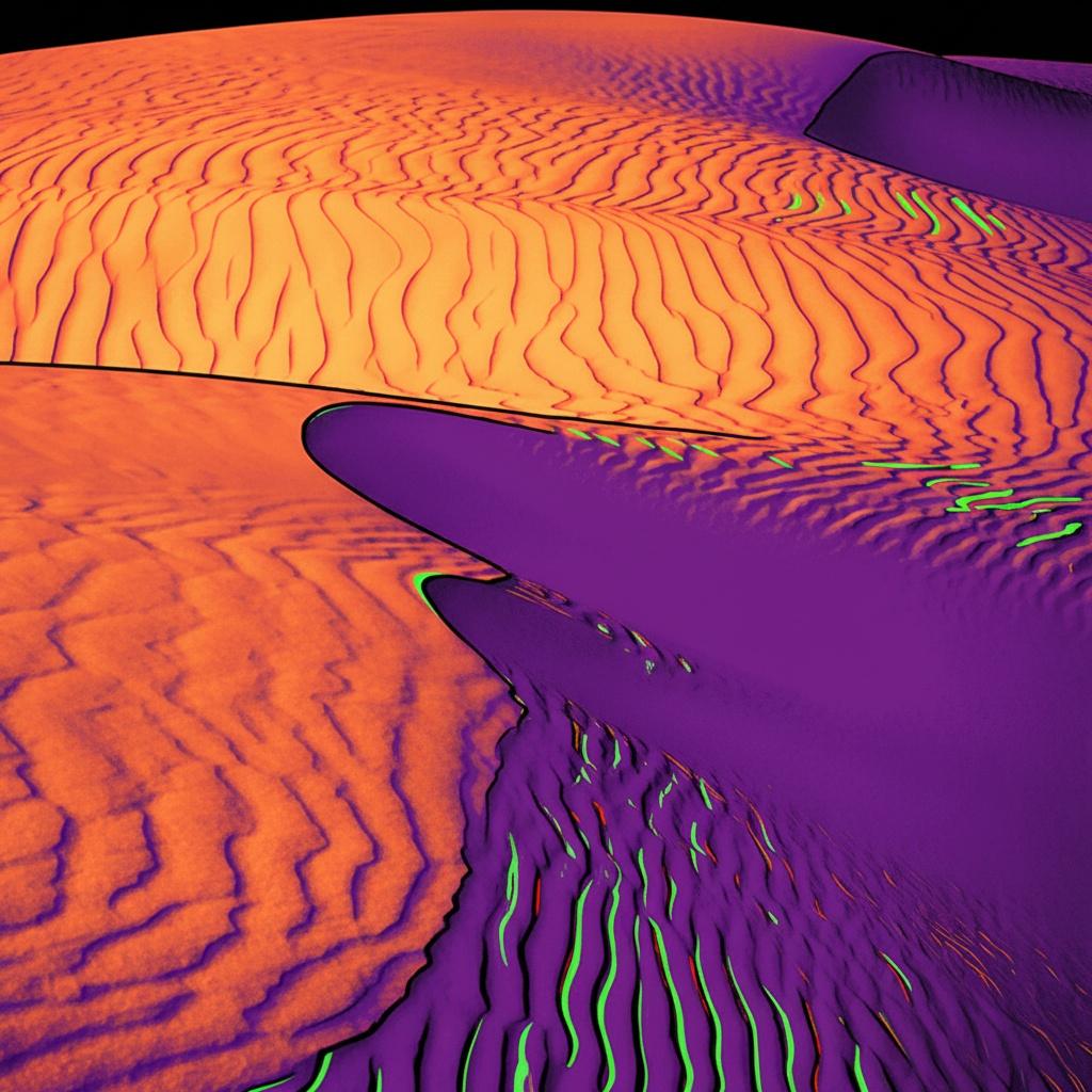 Ethereal Topography In Violet And Amber: A Monumental Study Of Rhythmic Flow — Caroline Pelletier