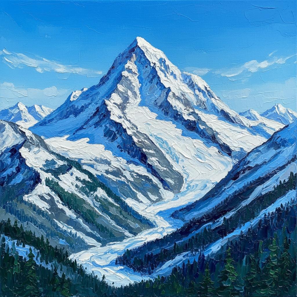 Monolithic Silence: A Monumental Impasto Study Of Eternal Glacial Peaks — Christian Noiret