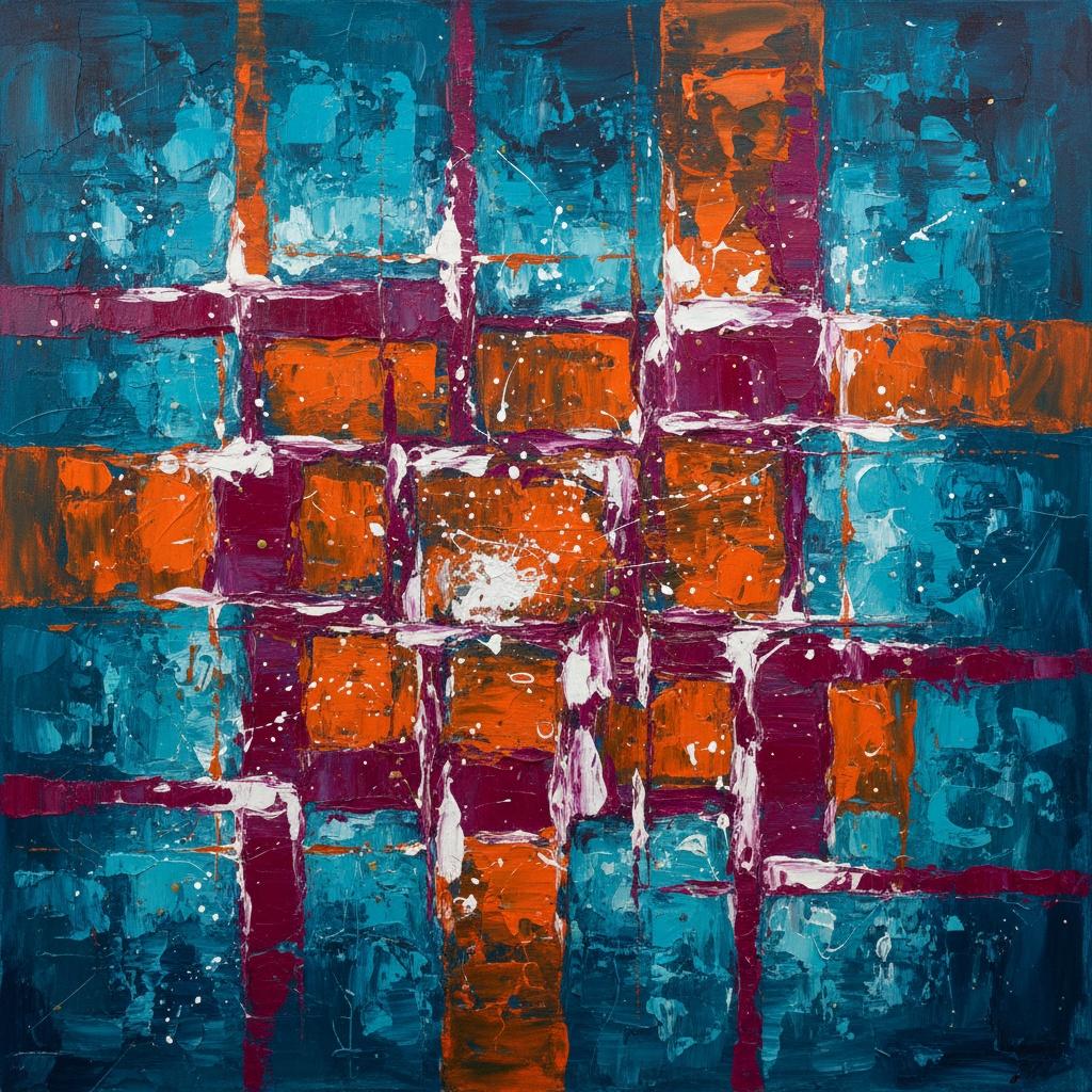 Luminous Fractures In Teal And Burnt Orange: A Spontaneous Mosaic Of Light — Christian Noiret