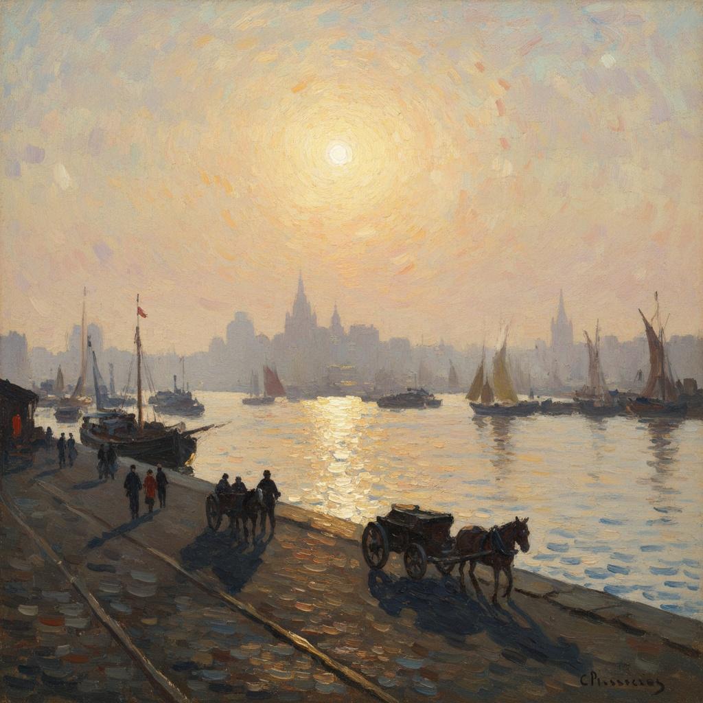 Luminous Reverie: The Gilded Quay At Twilight — Marc Duvallier