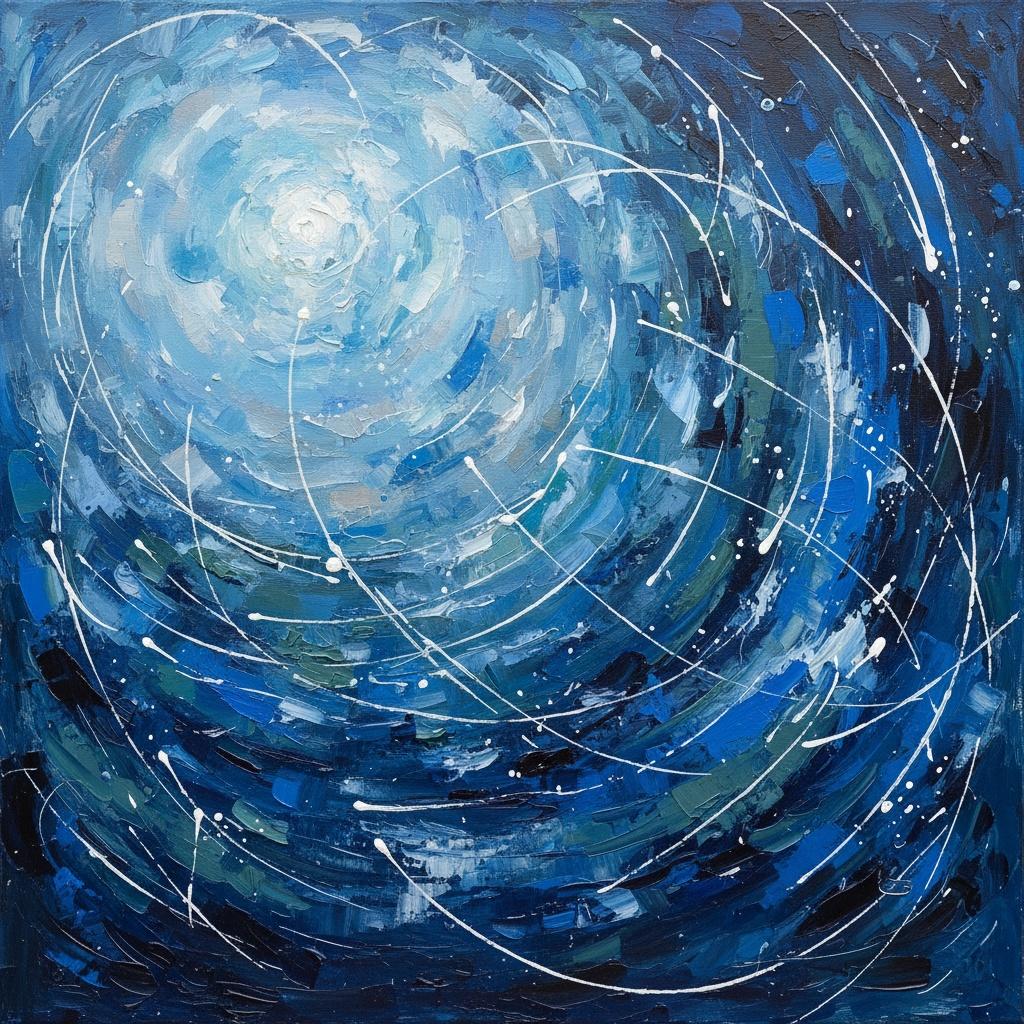 Celestial Orbit In Indigo: A Singular Study Of Luminous Kinetic Energy And Deep Azure — Christian Noiret