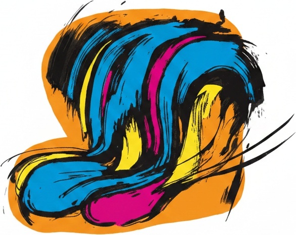 Kinetic Convergence Of Primordial Ochre And Vibrant Cyan In A Singular Gestural Motion — Yann Lambert