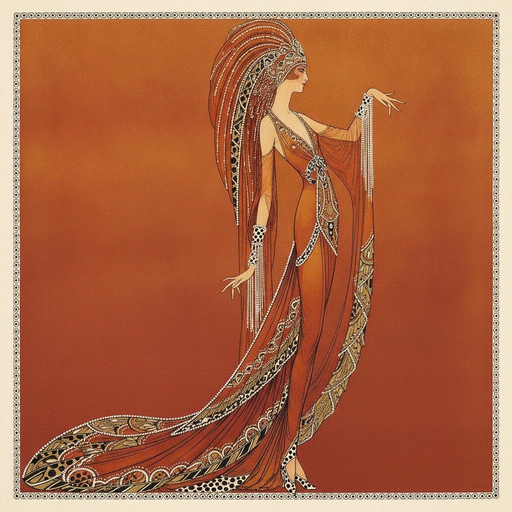 Ornate Profile In Ochre And Burnt Sienna — Valentin Laurent De Courcey