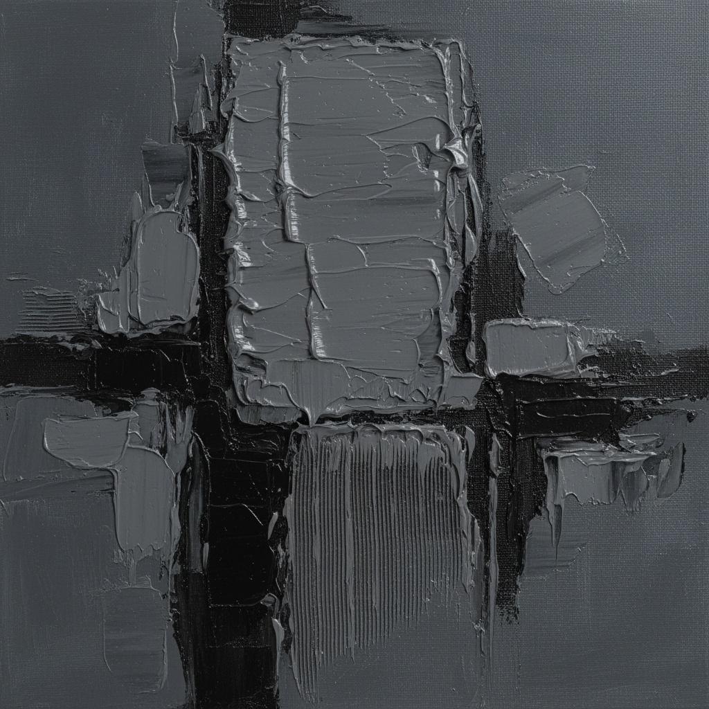 Monolithic Shadows In Obsidian: A Singular Study Of Heavy Impasto And Structural Silence — David Moreau