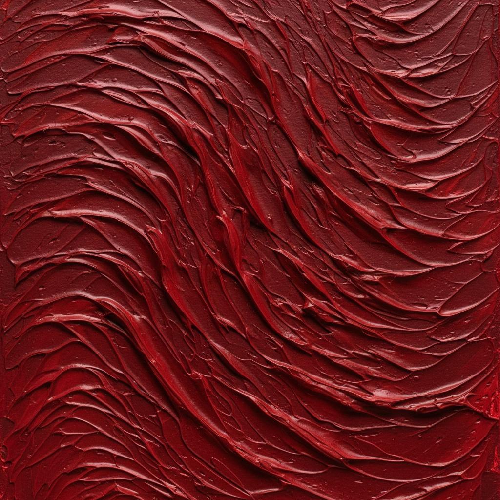Crimson Rhythms In Deep Impasto: A Monumental Study Of Sinuous Scarlet Shadows — David Moreau