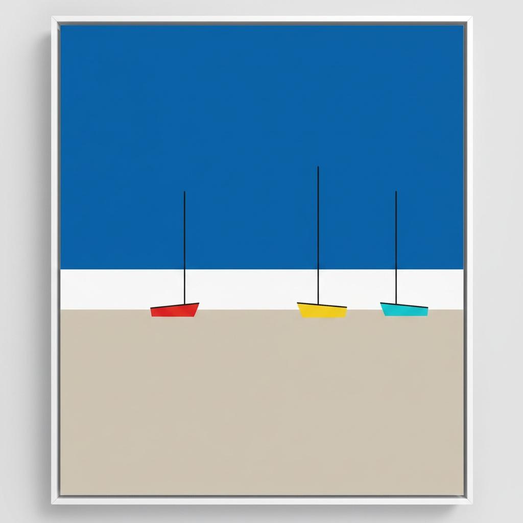 Cerulean Serenity: A Minimalist Study Of Rhythmic Sails And Geometric Horizon — Jean-paul Blanchet