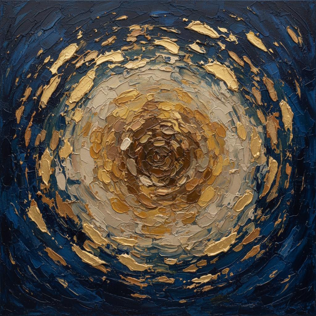 Celestial Vortex In Gold And Midnight Blue: A Sculptural One Of One Masterpiece — David Moreau