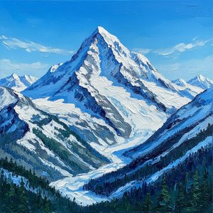 Monolithic Silence: A Monumental Impasto Study Of Eternal Glacial Peaks — Christian Noiret