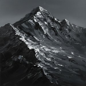 Obsidian Ascent: A Monumental Study Of Rugged Ridges And Luminous Shadows — David Moreau, Plaster & Texture Art