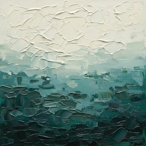 Ethereal Crests Of Midnight Tide Amidst Sculptural Ivory Swirls — David Moreau, Plaster & Texture