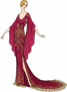 Gold Filigree Over Deep Magenta Silk — Valentin Laurent De Courcey