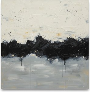 Monolithic Shadows Over A Pale Horizon: A Singular Study In Impasto Tension — Christian Noiret, Contemporary Abstract