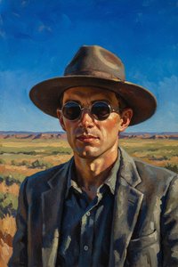 Solitude In Ochre: The Sentinel Of The Arid Plains — Philippe Girard, Contemporary Impressionism
