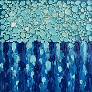 Cerulean Buoyancy And The Sculptural Weight Of Deep Navy Impasto — David Moreau, Plaster & Texture Art