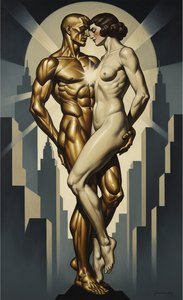 Celestial Union In Gilded Shadows — Marc Duvallier, Art Deco
