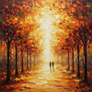 Golden Solitude: A Luminous Path Through The Autumnal Silhouetted Grove — Christian Noiret