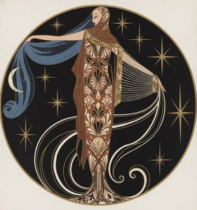 Cerulean Veil And Golden Constellations In Tondo — Valentin Laurent De Courcey, Art Deco