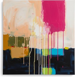 Ephemeral Descent: Interplay Of Saturated Planes And Gravity's Measured Whisper — Christian Noiret, Contemporary Abstract Painting