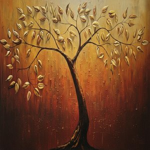 Golden Solitude: A Monumental Study Of Gilded Leaves And Emergent Light — Christian Noiret