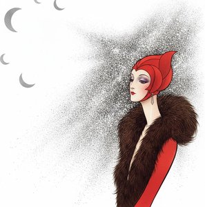 Crimson Profile Amidst A Silver Stardust Drift — Valentin Laurent De Courcey