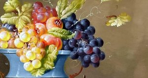 Baroque Fruit Still Life With Blue Bowl