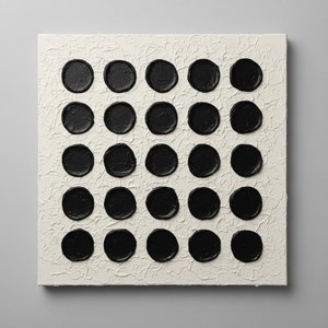 Monolithic Rhythm Of Obsidian Orbs In Sculptural Impasto Cream Relief — Laurent Vionnet, Minimalist Art