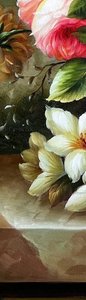 Romantic Floral Still Life With Roses And Lilies