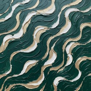 Ethereal Undulations In Forest Green And Gilded Relief Of Infinite Serenity — David Moreau