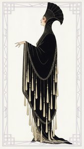 Gilded Fan And Cascading Teardrops In Black Silhouette — Valentin Laurent De Courcey, Art Deco