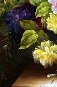 Romantic Floral Still Life In Golden Vase