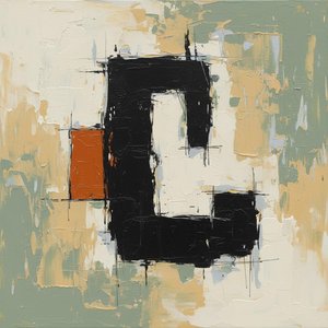 Monolithic Fragment In Ochre And Sage: A Singular Study Of Weight And Chaos — Laurent Fabre, Neo-abstract Expressionism