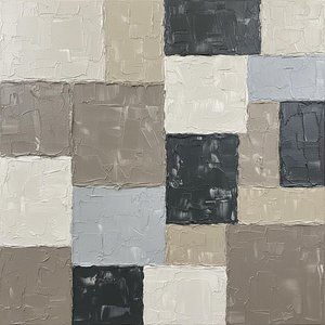 Monolithic Fragments In Charcoal And Silver: A Meditative Study Of Textured Geometry — David Moreau, Abstract Minimalism