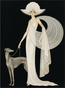 Ivory Silhouette And Greyhound In Gilded Filigree — Valentin Laurent De Courcey, Art Deco
