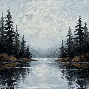 Silent Monoliths In Slate Mist: A Singular Study Of Serene Winter Solitude — Laurent Roche