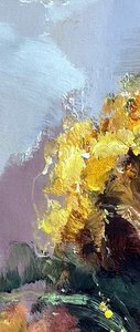 Impressionist Yellow Flowers In Magenta Vase