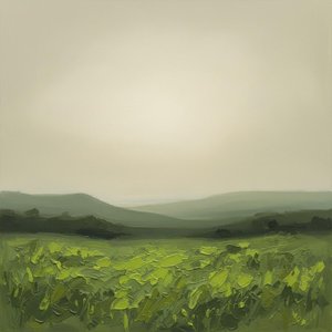 Ethereal Verdant Silence: A Singular Study Of Mist And Textured Meadow Horizons — Laurent Roche