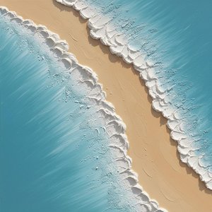 Rhythmic Tides Of Cerulean And Sand In A Sculptural Impasto Study — David Moreau